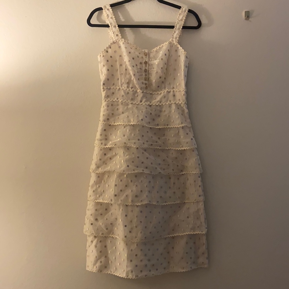 Tory Burch cream scalloped tiered dress